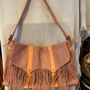 Camila Alves MUXO Leather Fringe Shoulder Bag